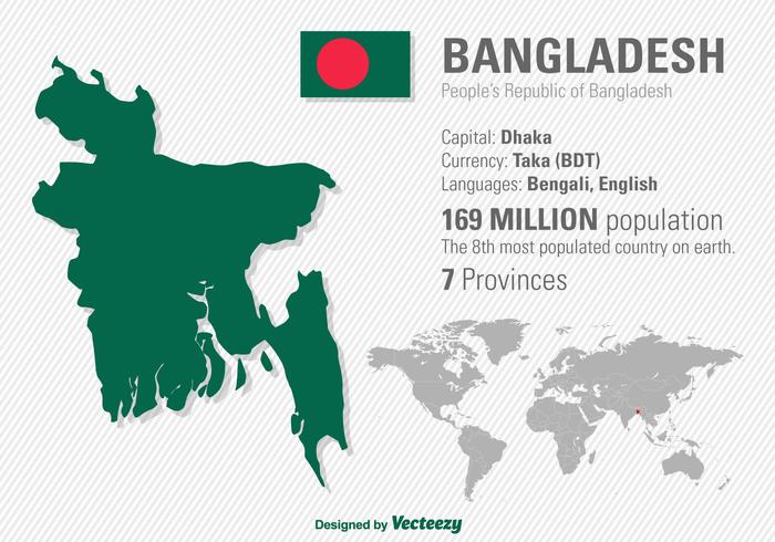 Vectorillustratie Van De Locatie En Wereldkaart Van Bangladesh vector