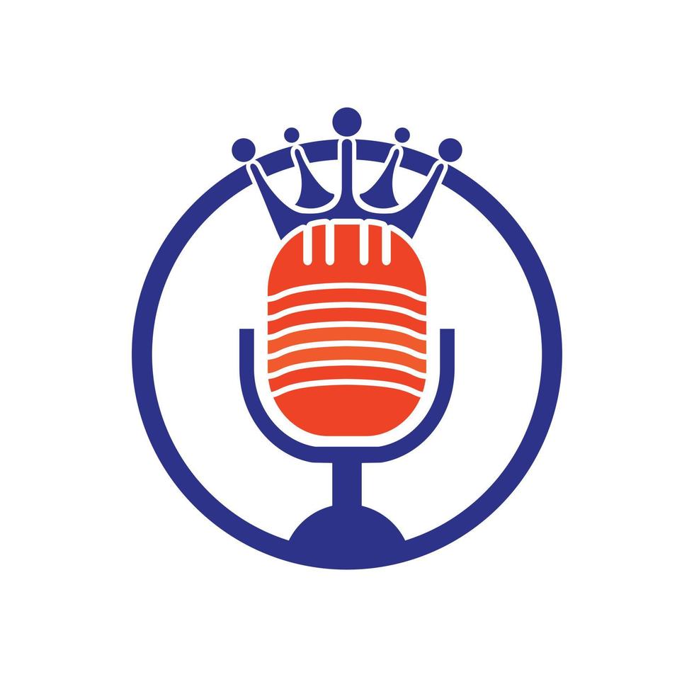 podcast koning vector logo ontwerp.