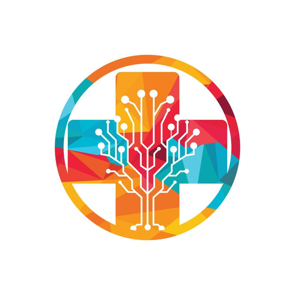 medisch tech vector logo ontwerp.