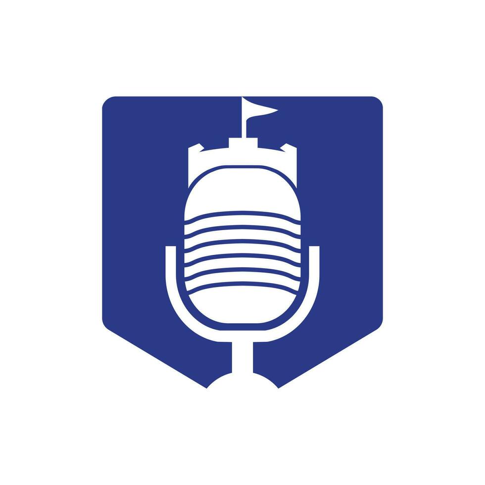 kasteel podcast vector logo ontwerp.