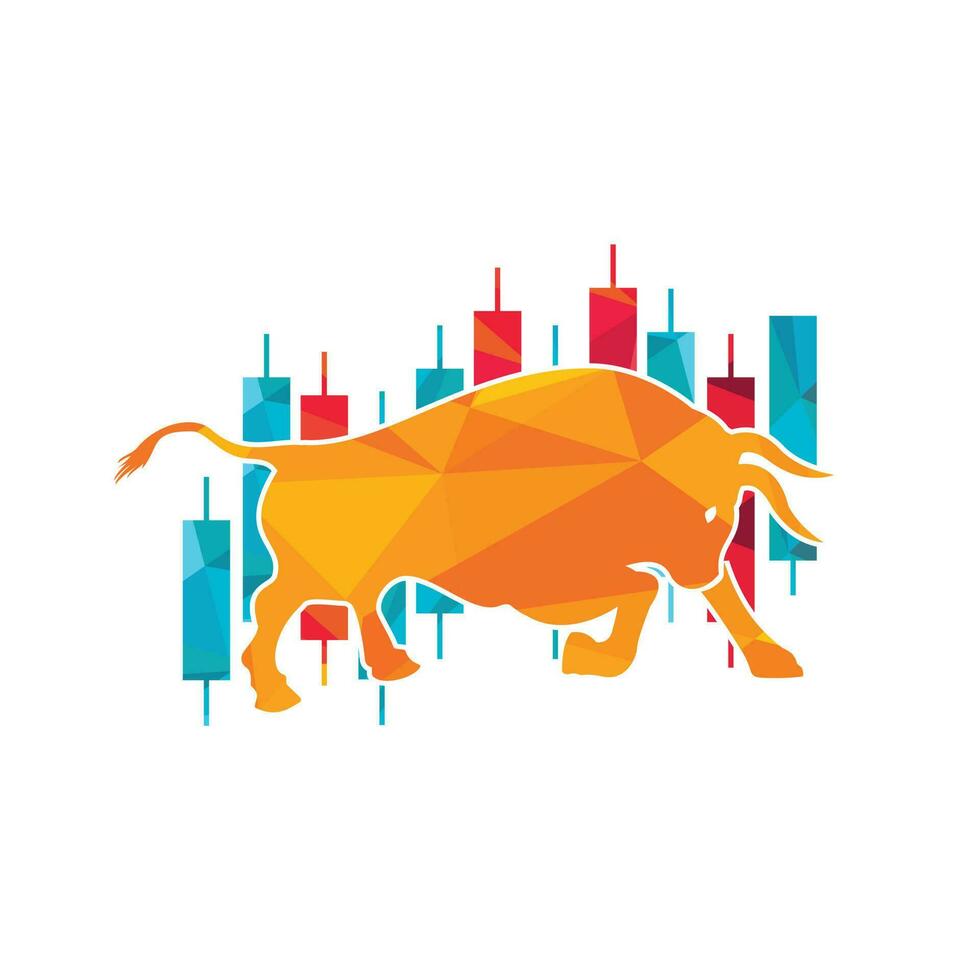 financieel stier logo ontwerp. handel stier grafiek, financiën logo. vector