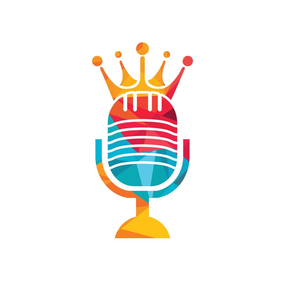 podcast koning vector logo ontwerp.