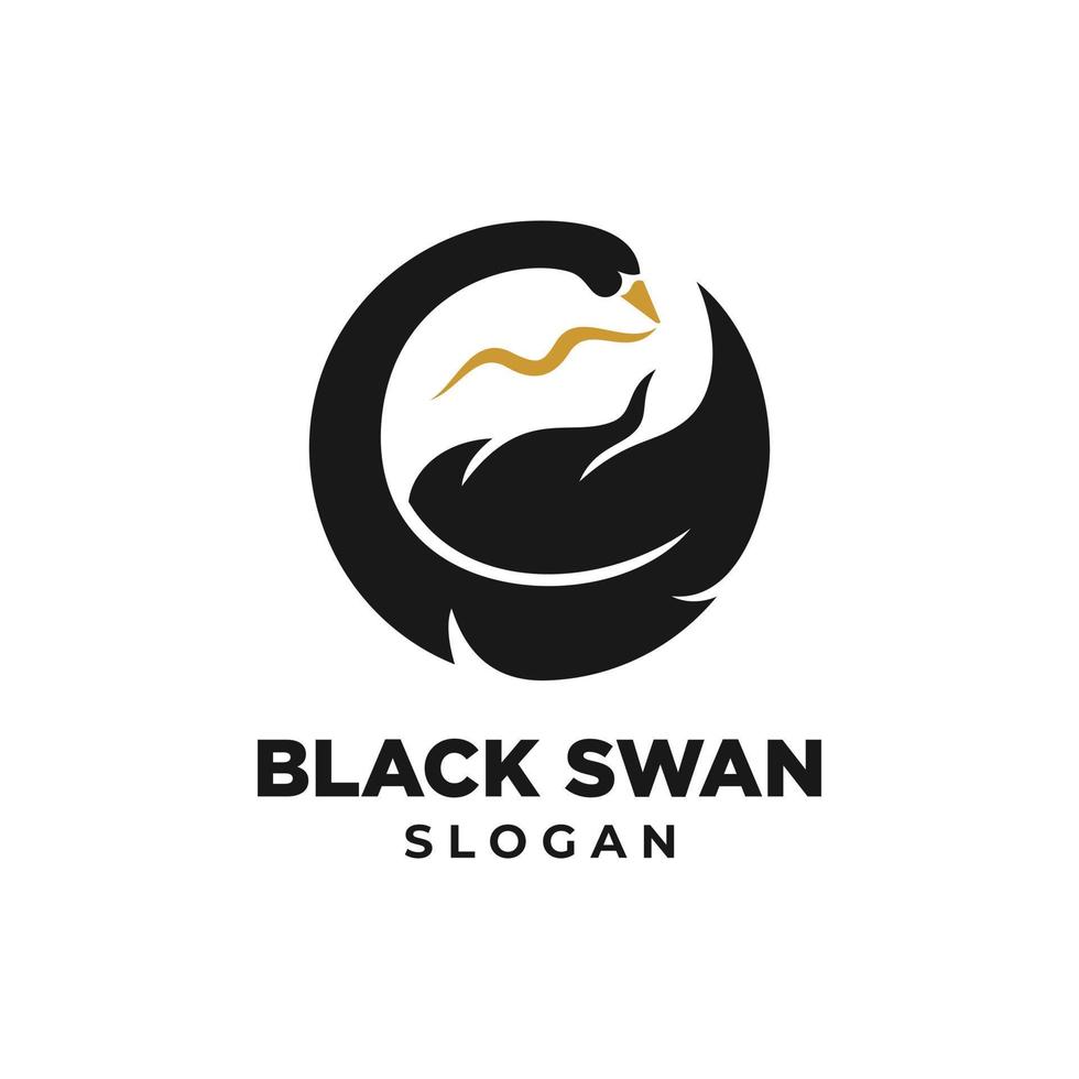gestalt logo concept voor zwart zwaan en pen veer vector