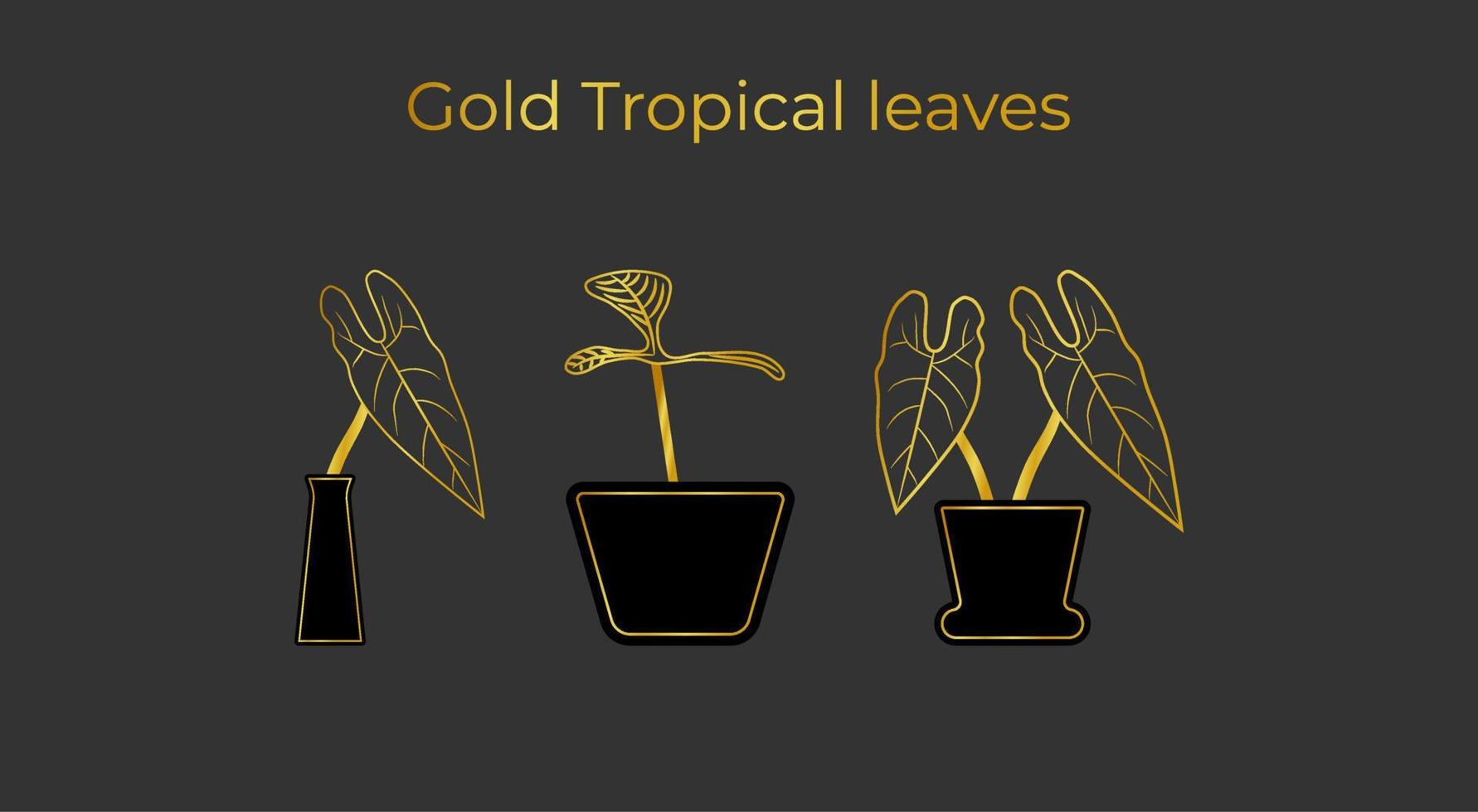 reeks van goud tropisch bladeren vector