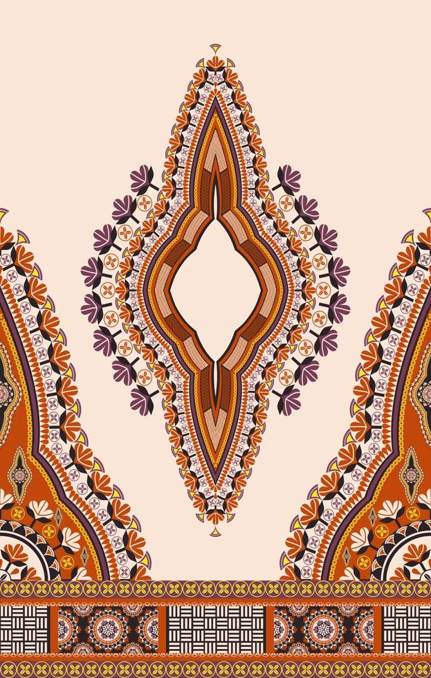 etnisch west Afrikaanse dashiki jurk kleurrijk bloemen patroon. tribal kunst overhemden mode. nek borduurwerk ornamenten. vector