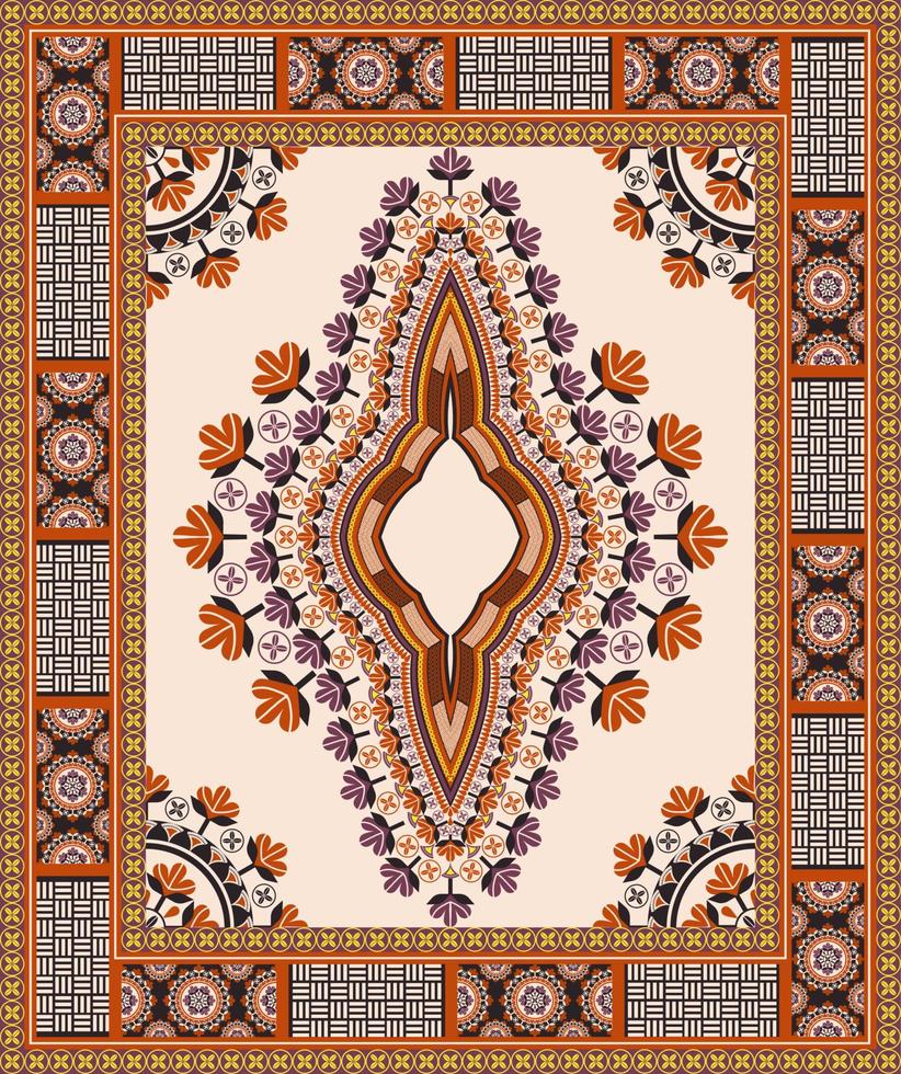 etnisch west Afrikaanse dashiki traditioneel kleurrijk crème-oranje patroon achtergrond. tribal kunst overhemden mode. nek borduurwerk ornamenten. vector