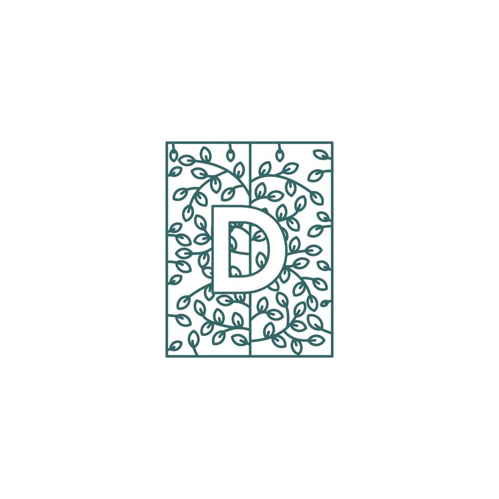 gemakkelijk brief d logo in bloemen ornament eerste ontwerp concept vector