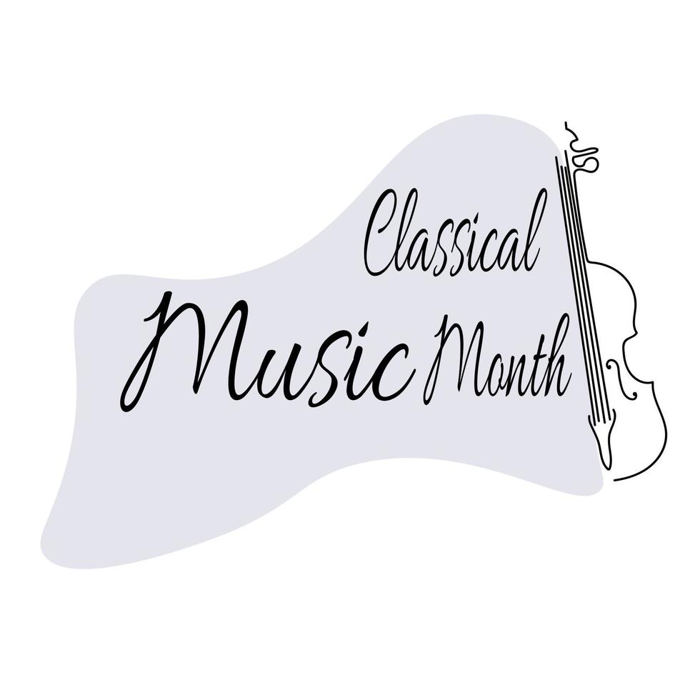 klassiek muziek- maand, silhouet van geregen musical instrument voor thema poster vector