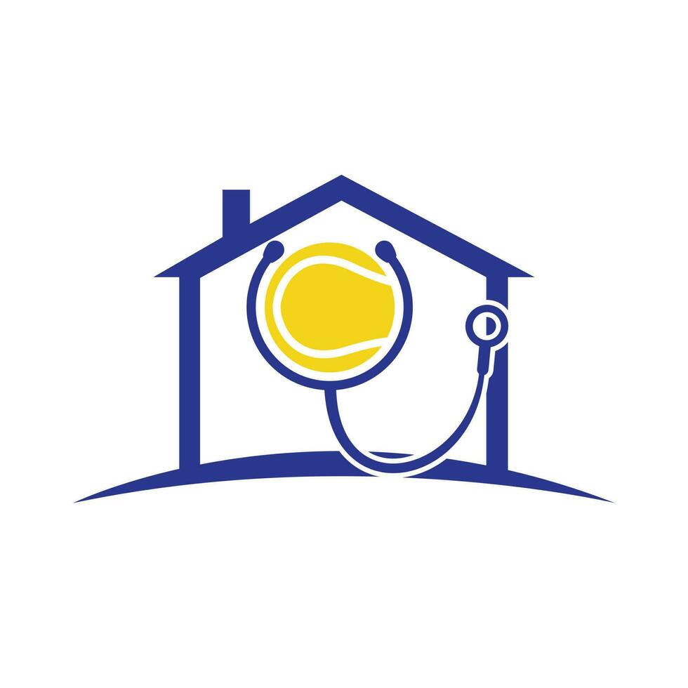 tennis stethoscoop vector logo ontwerp. sport- Gezondheid en zorg logo concept.
