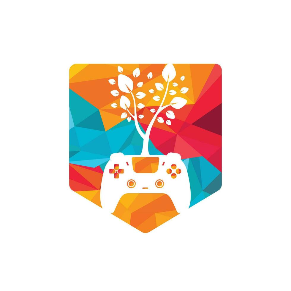 eco spel vector logo ontwerp. groen gamepad vers blad natuur logo ontwerp.