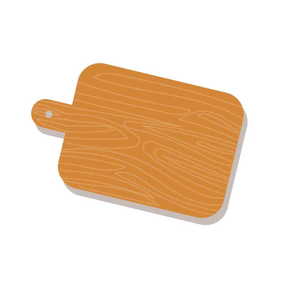houten snijdend bord met schaduw. . vector illustratie geïsoleerd Aan een wit achtergrond. houten voorwerpen voor de keuken in tekenfilm stijl
