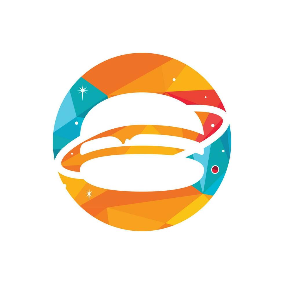 hamburger planeet vector logo ontwerp. voedsel cafe en restaurant logo concept.