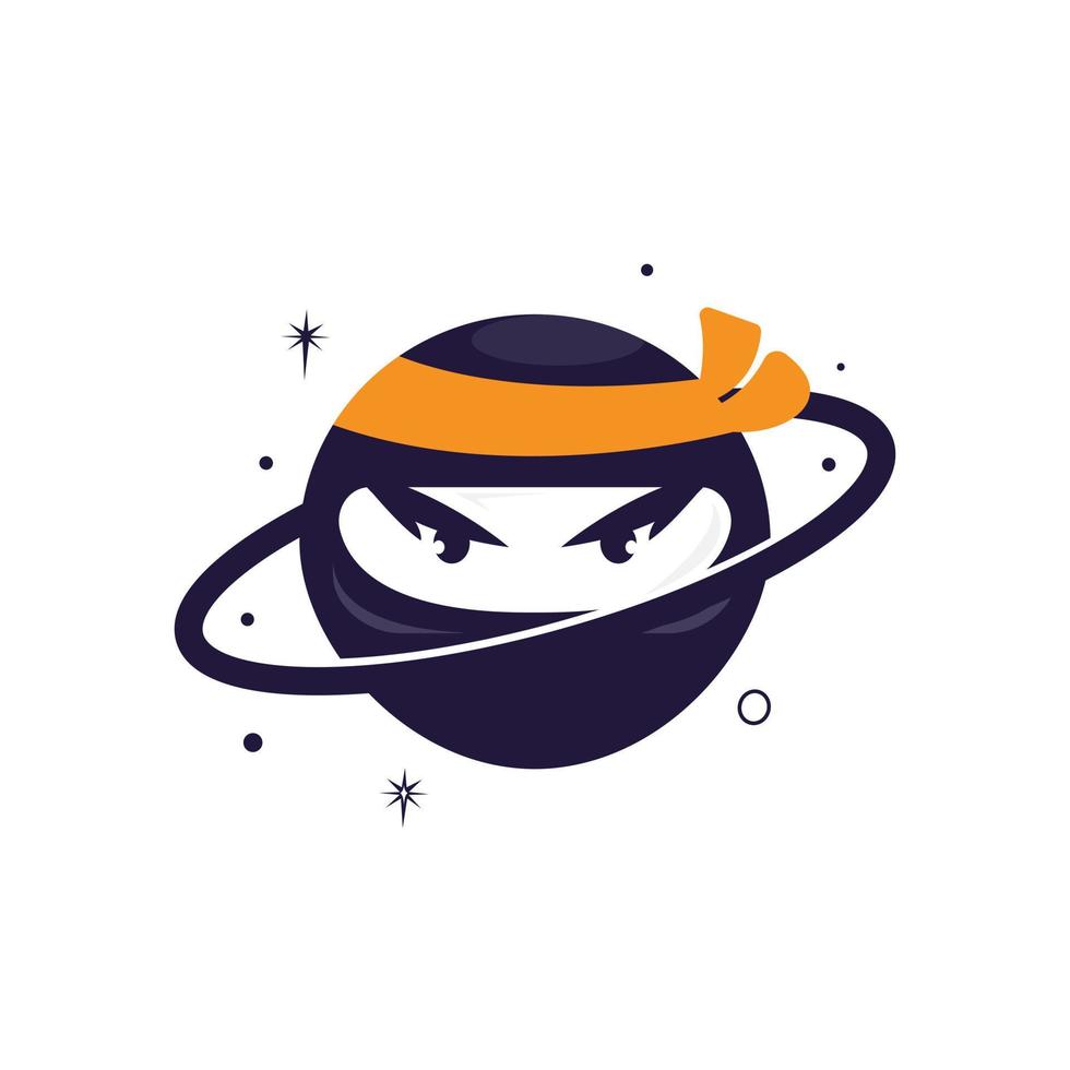 Ninja planeet vector logo ontwerp sjabloon. Ninja karakter met wereldbol icoon ontwerp.