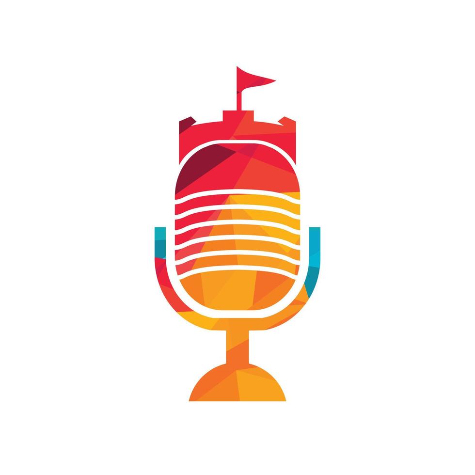 kasteel podcast vector logo ontwerp.