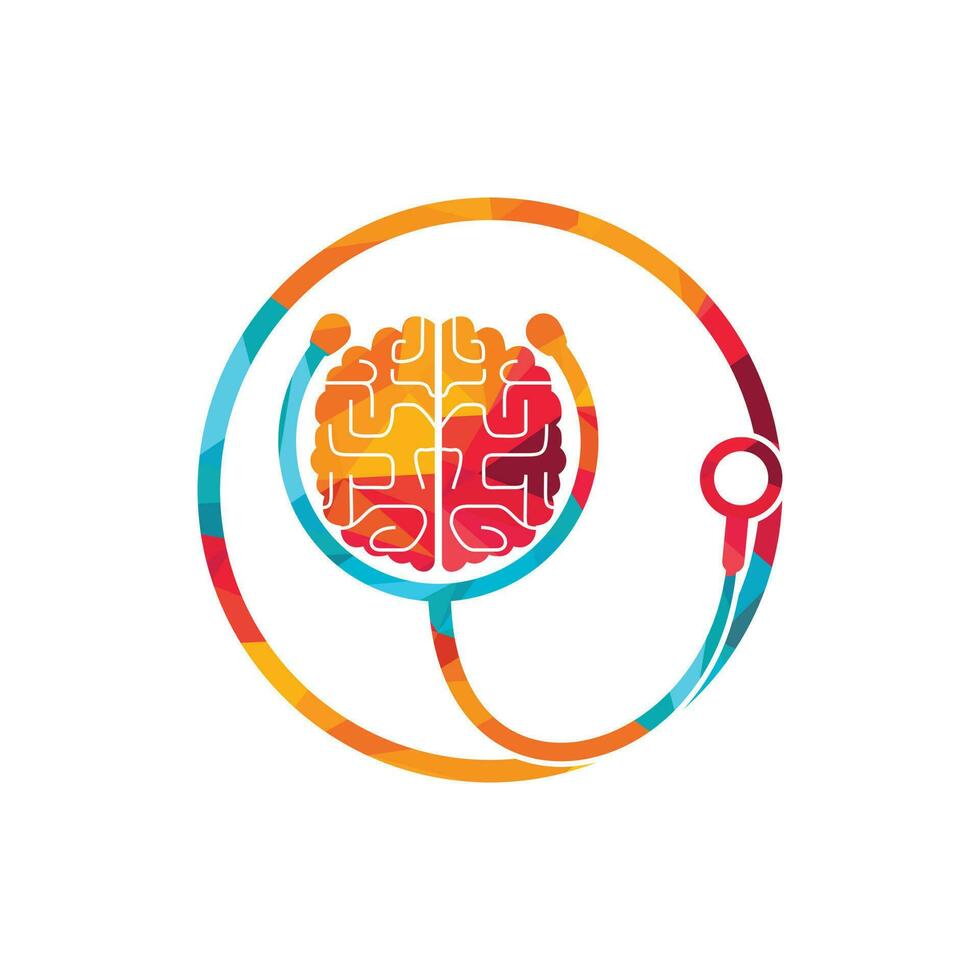 hersenen zorg vector logo sjabloon. stethoscoop en menselijk hersenen icoon logo ontwerp.