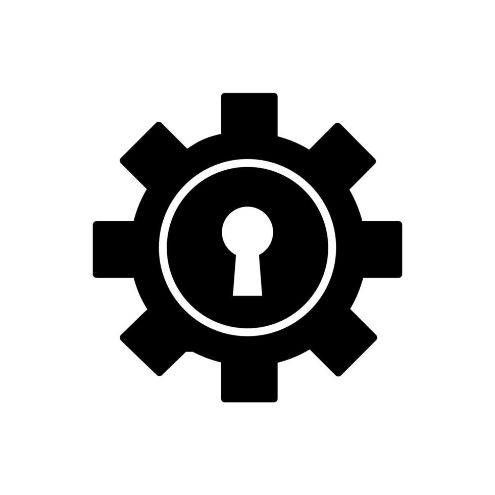 sleutelgat in tandrad, veiligheid instelling icoon vector