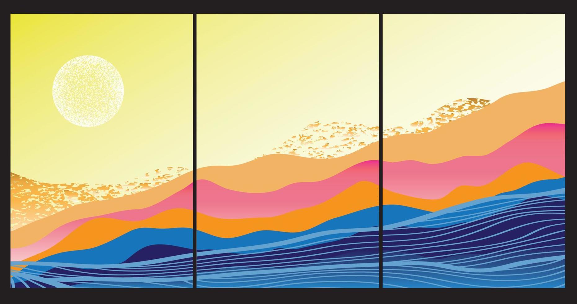 Japanse achtergrond met lijn golfpatroon vector. abstracte sjabloon met geometrische patroon. ontwerp van de berglay-out in oosterse stijl. vector
