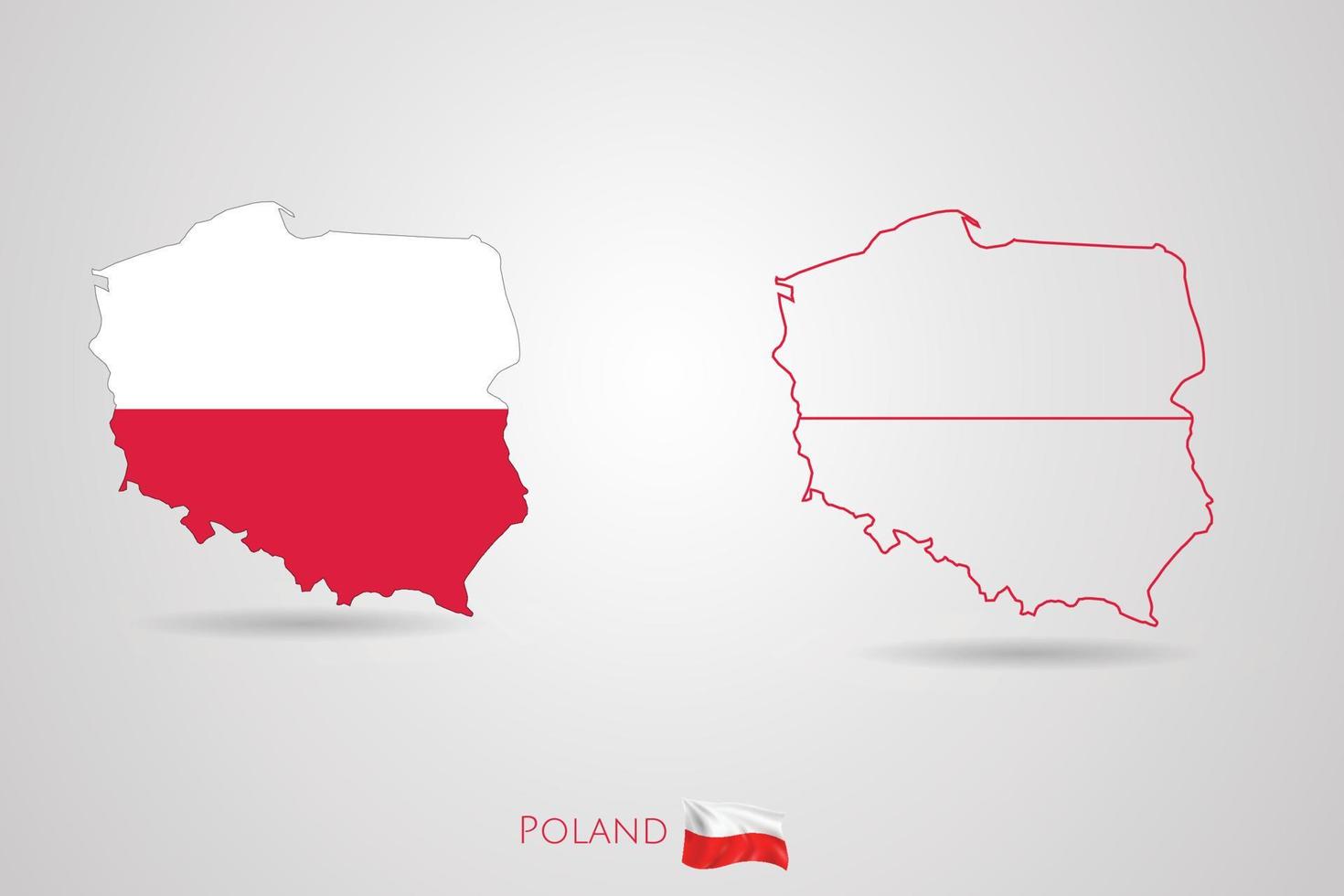 Polen republiek kaart met vlag, vector illustratie.