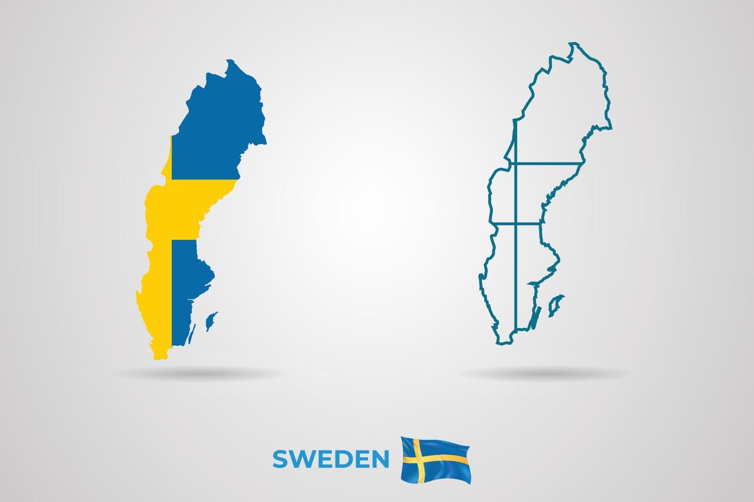 Zweden republiek kaart met vlag, vector illustratie.