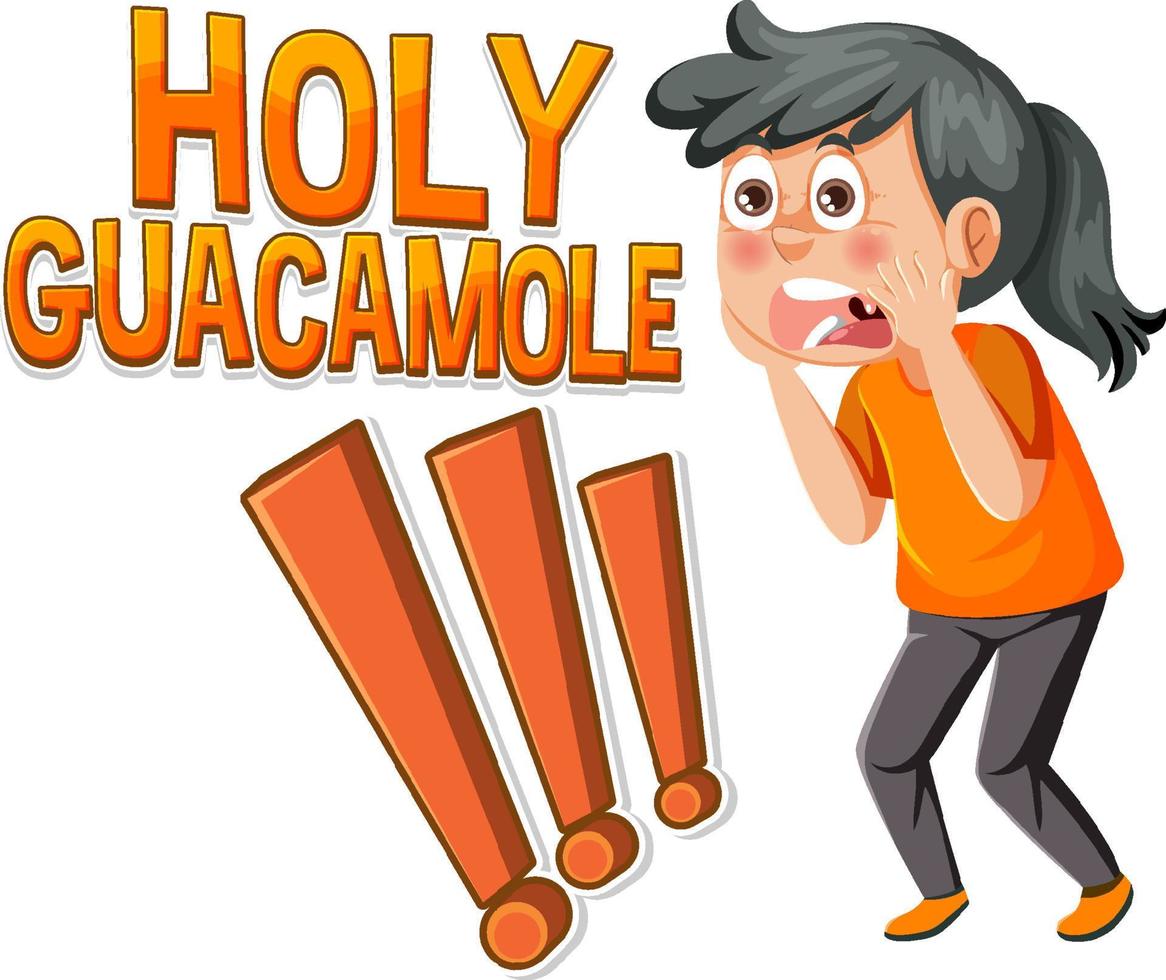 schattig stripfiguur schreeuwen heilige guacamole icon vector