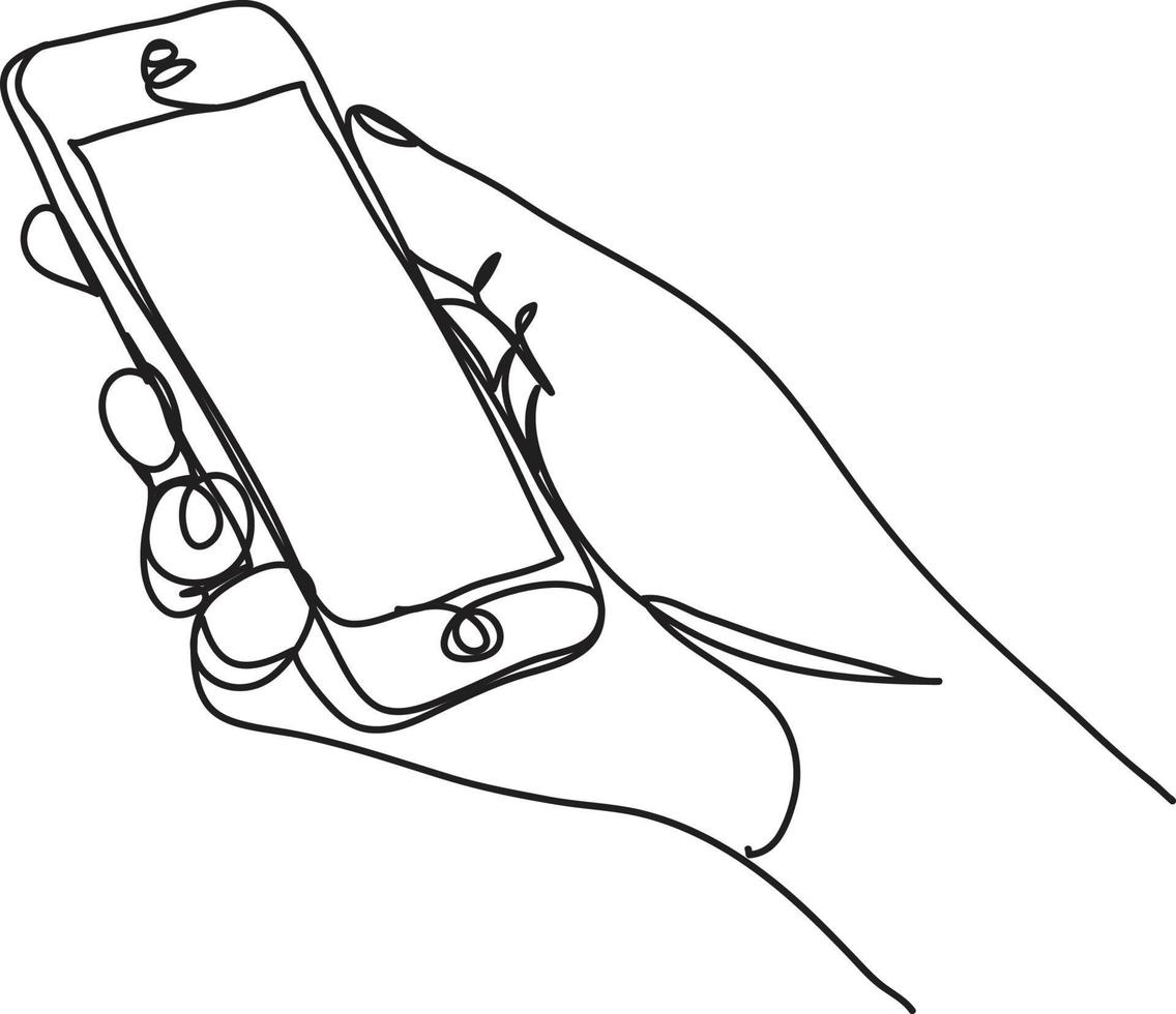 mobiel telefoon lijn tekening vector illustratie.