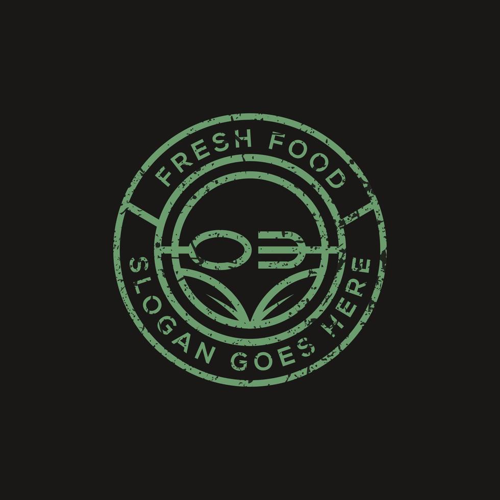 creatief rustiek vers voedsel logo vector, biologisch voedsel logo insigne ontwerp inspiraties vector