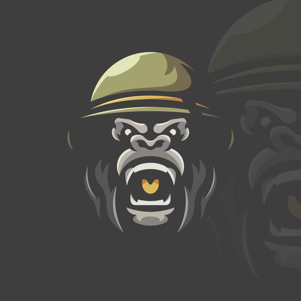 gorilla soldaat mascotte logo vector