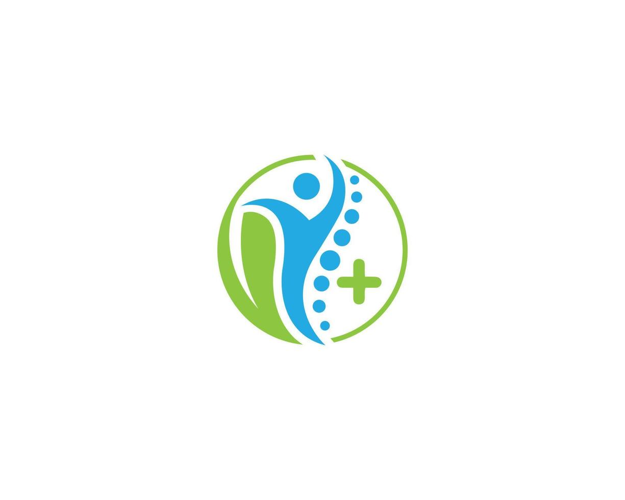 Gezondheid mensen medisch kruis en fysiotherapie logo ontwerp vector sjabloon.