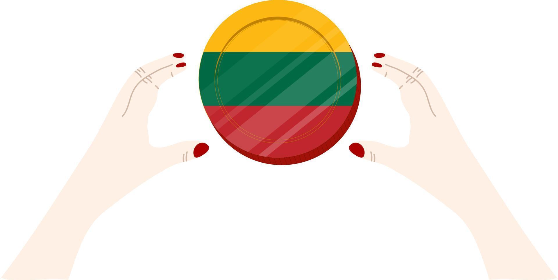 Litouws vlag hand- getekend, Litouws litas hand- getrokken vector