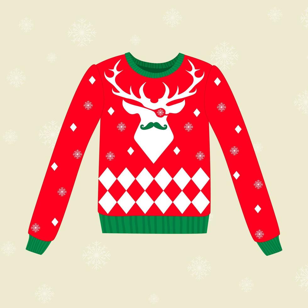 Kerstmis lelijk trui met hert vector