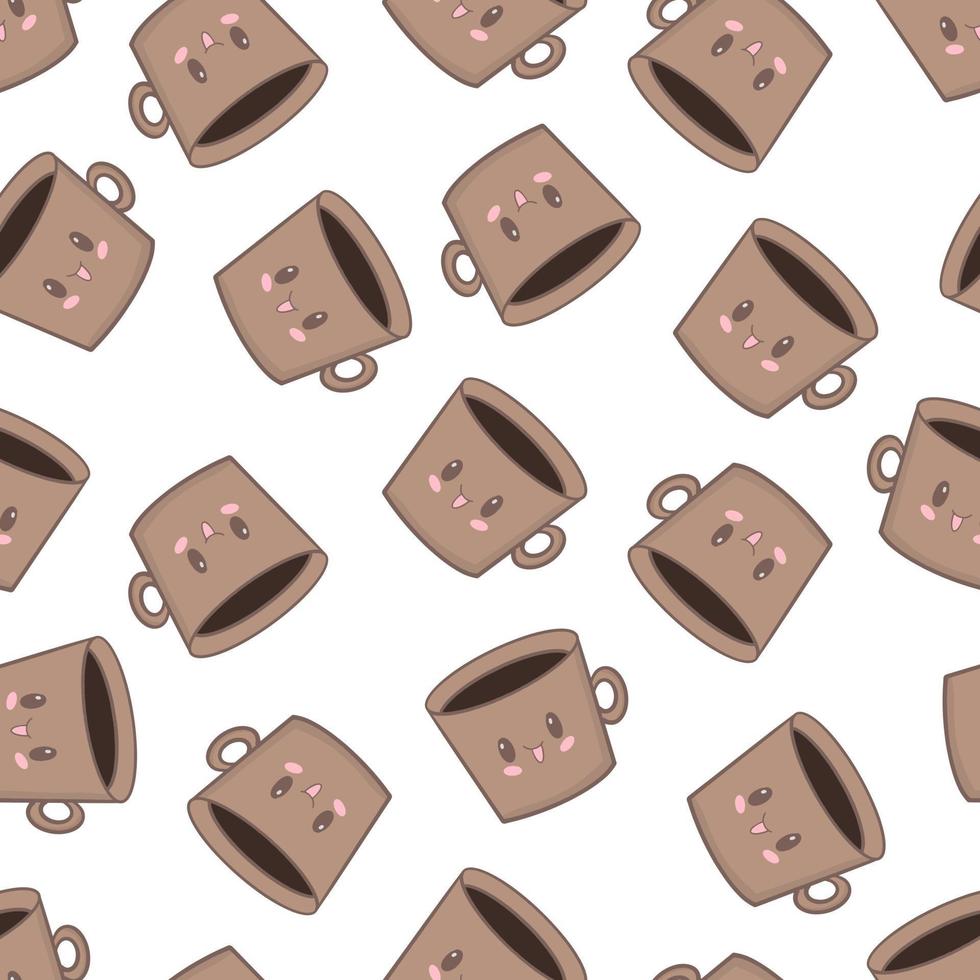 schattig kawaii koffie. vector illustratie. naadloos patroon.