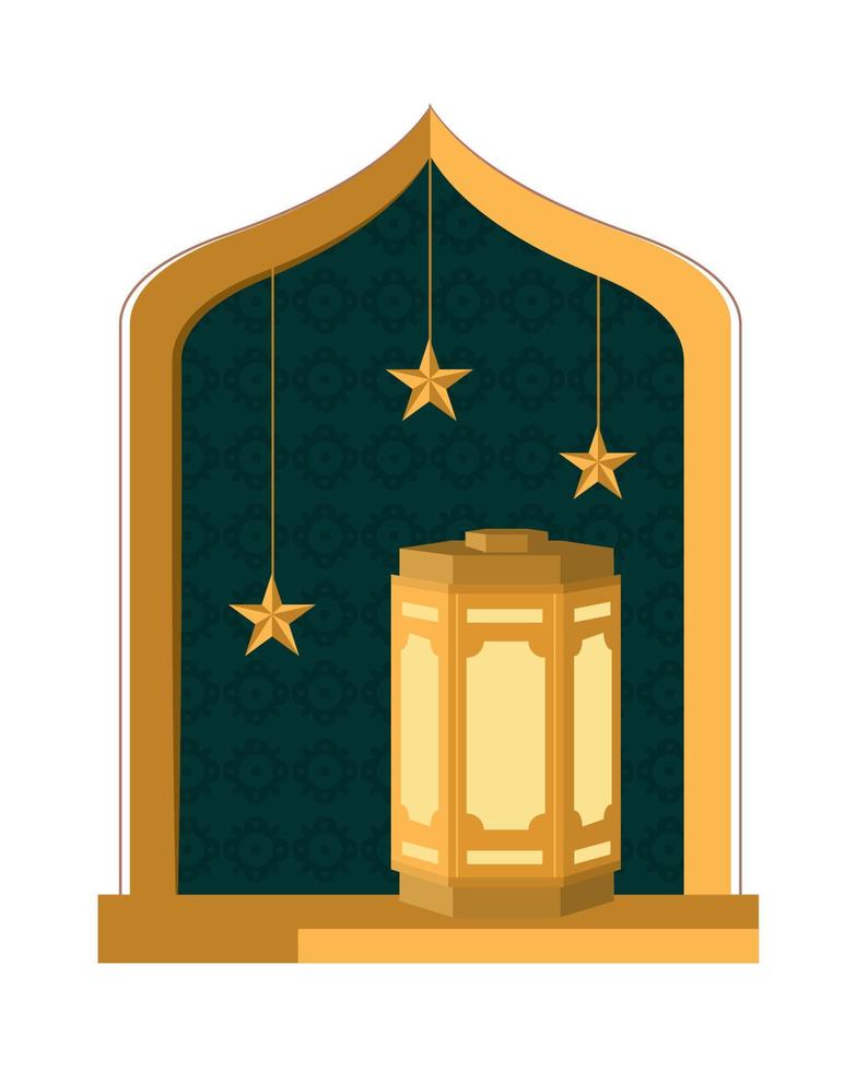 Arabisch venster en lantaarn vector