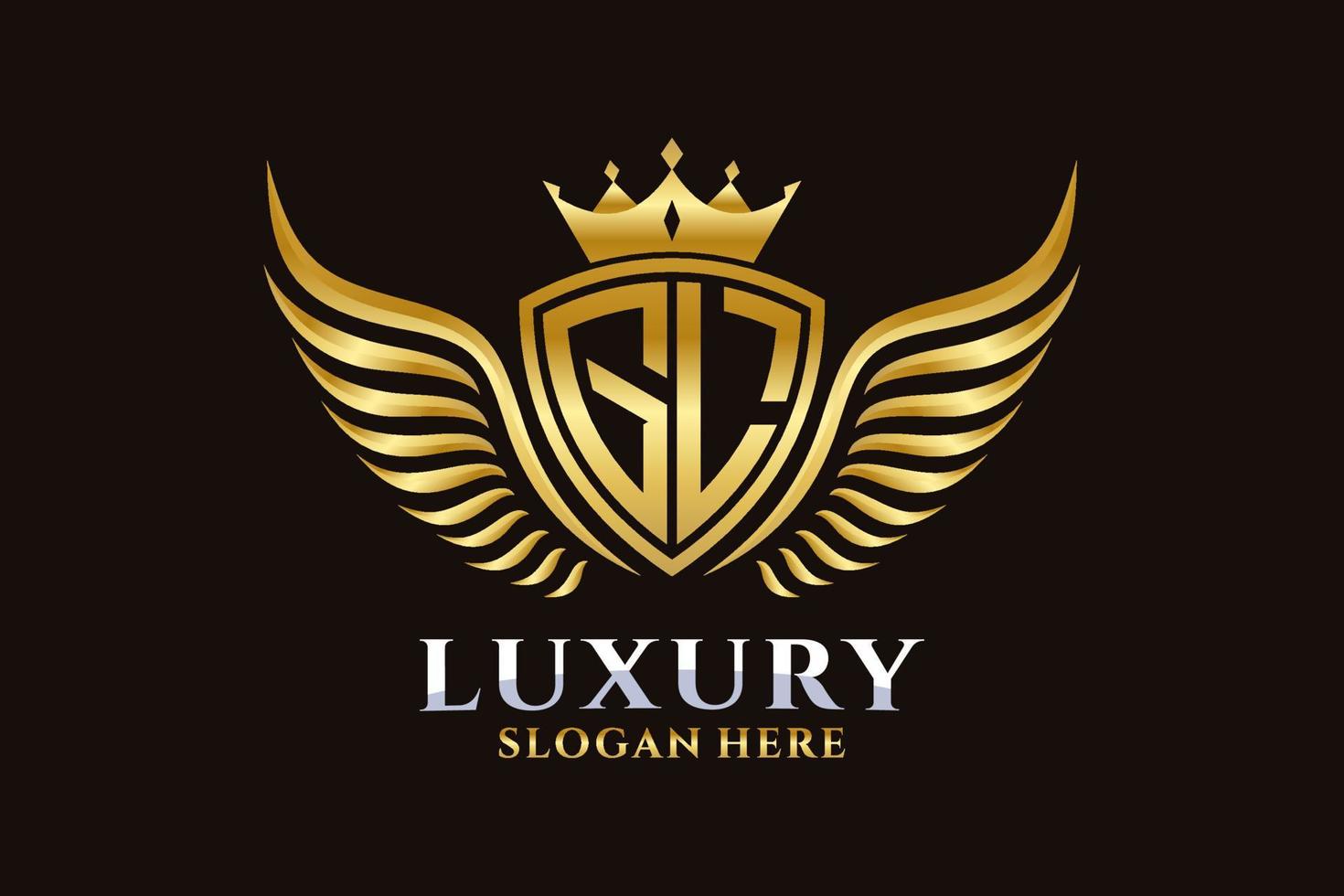 luxe Koninklijk vleugel brief gl kam goud kleur logo vector, zege logo, kam logo, vleugel logo, vector logo sjabloon.