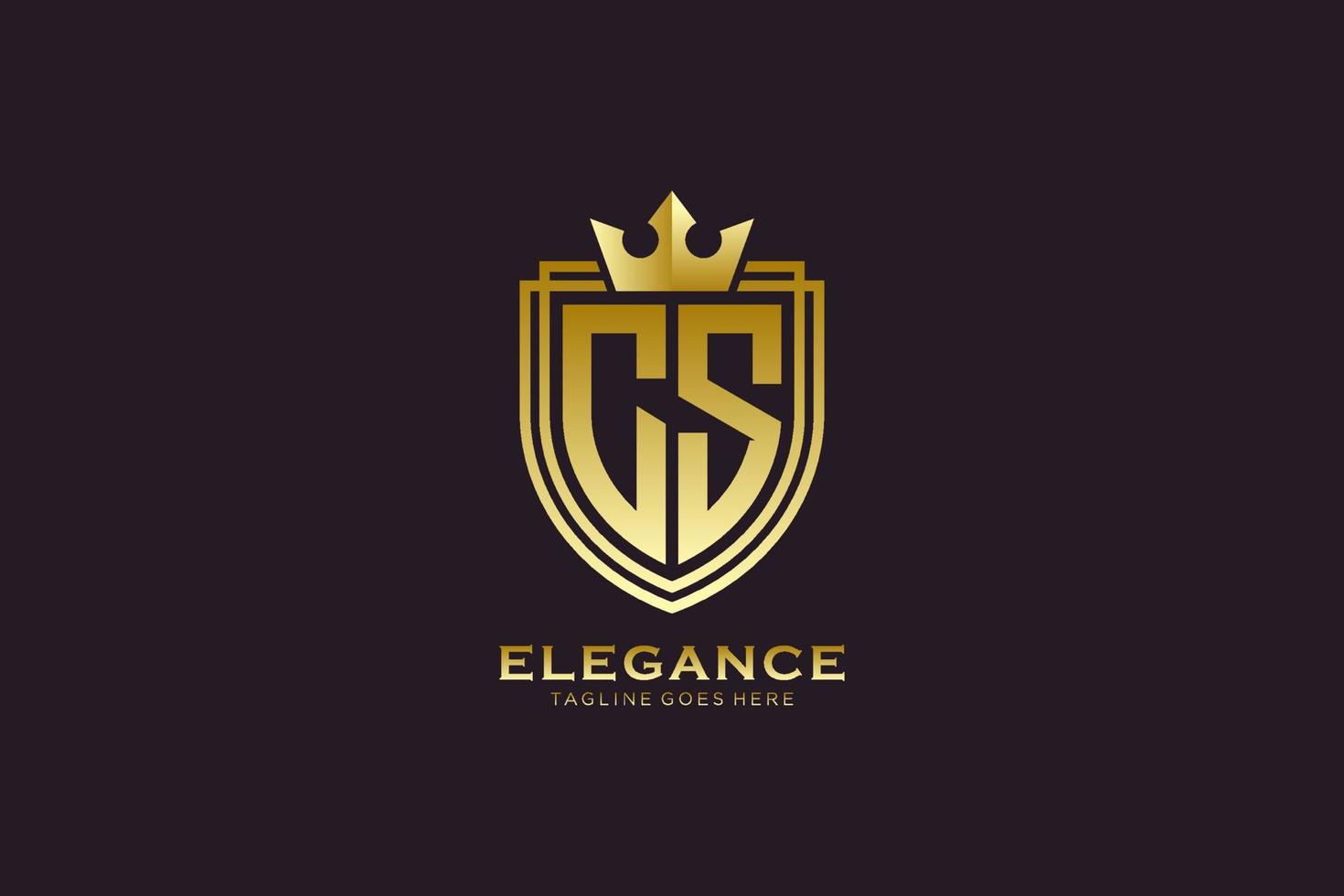 eerste cs elegant luxe monogram logo of insigne sjabloon met scrollt en Koninklijk kroon - perfect voor luxueus branding projecten vector