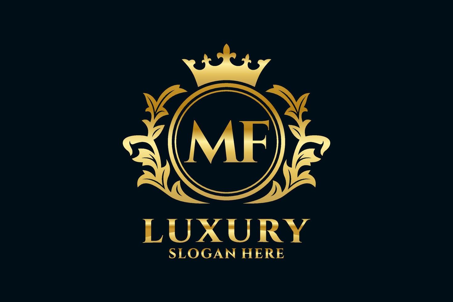 eerste mf brief Koninklijk luxe logo sjabloon in vector kunst voor luxueus branding projecten en andere vector illustratie.