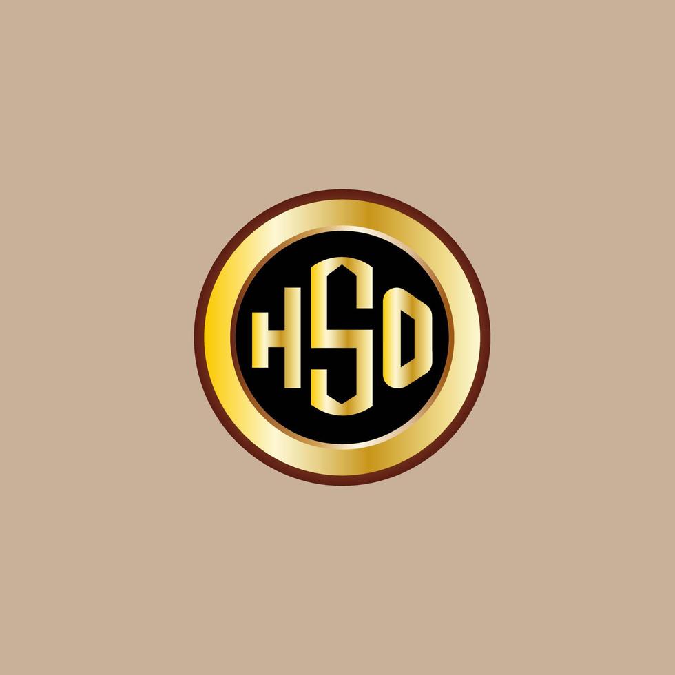 creatief hso brief logo ontwerp met gouden cirkel vector