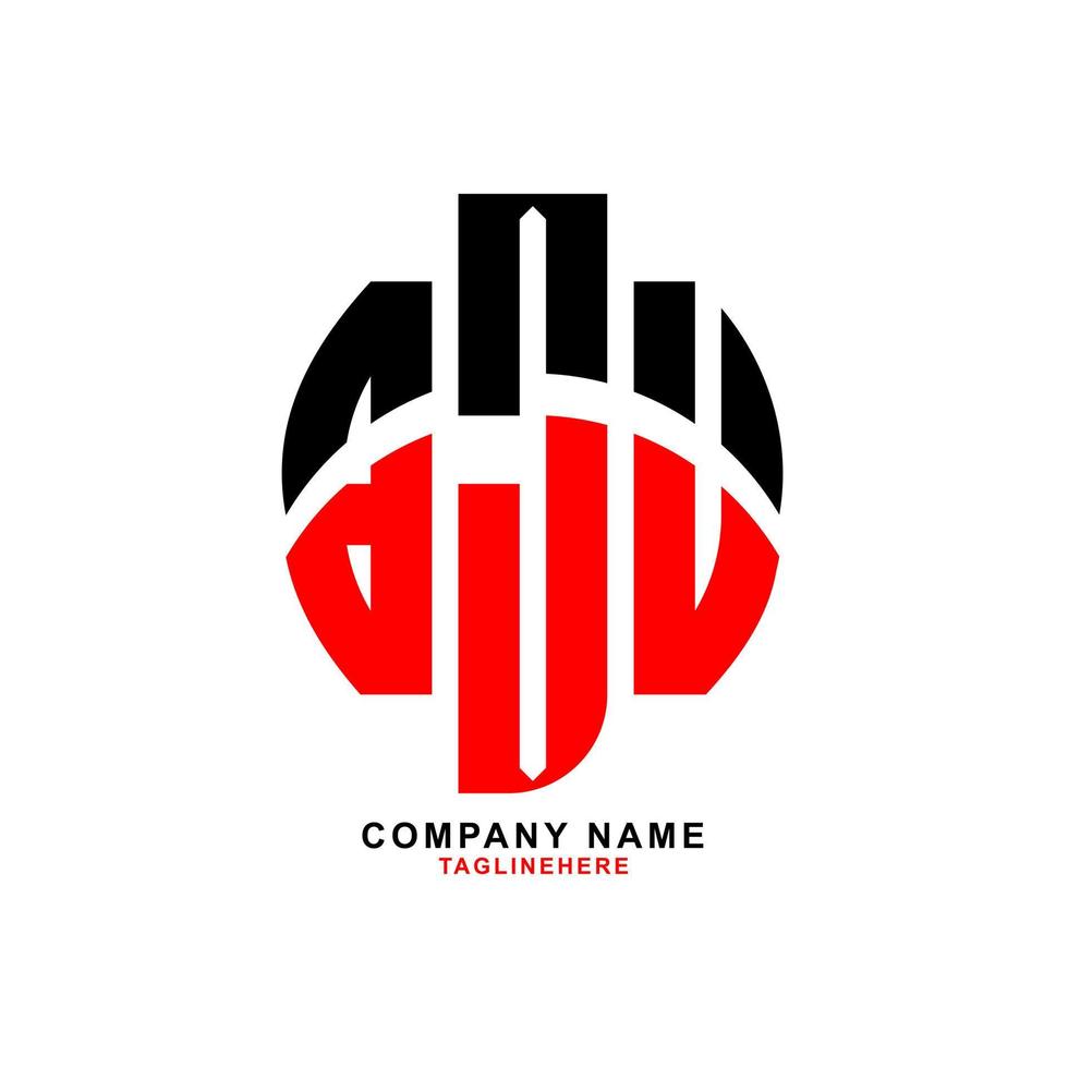 creatief bju brief logo ontwerp met wit achtergrond vector