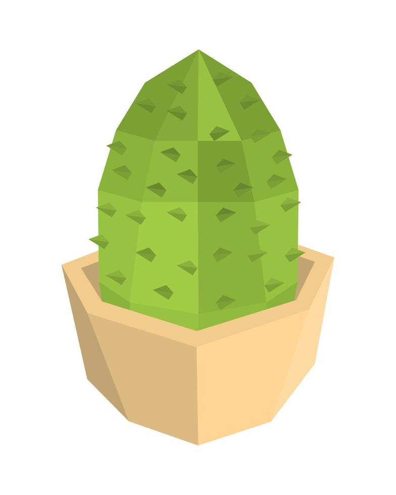 cactus in pot laag poly vector