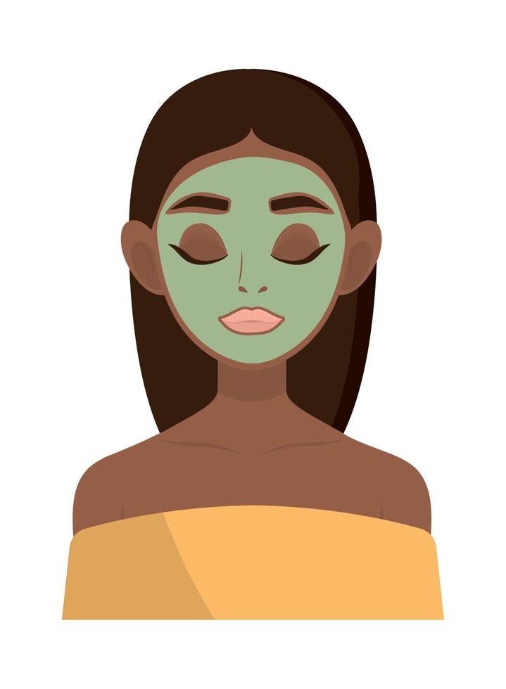 meisje met huid zorg masker vector