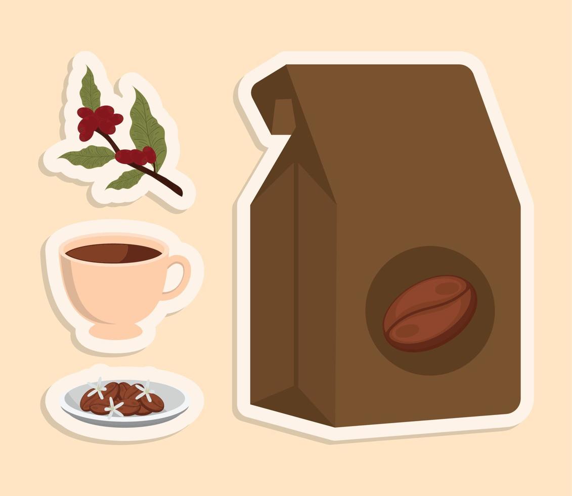 Internationale koffie dag, stickers vector