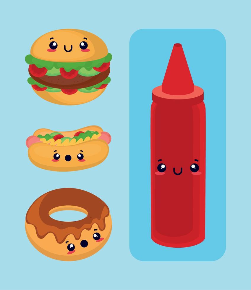 fastfood kawaii vector