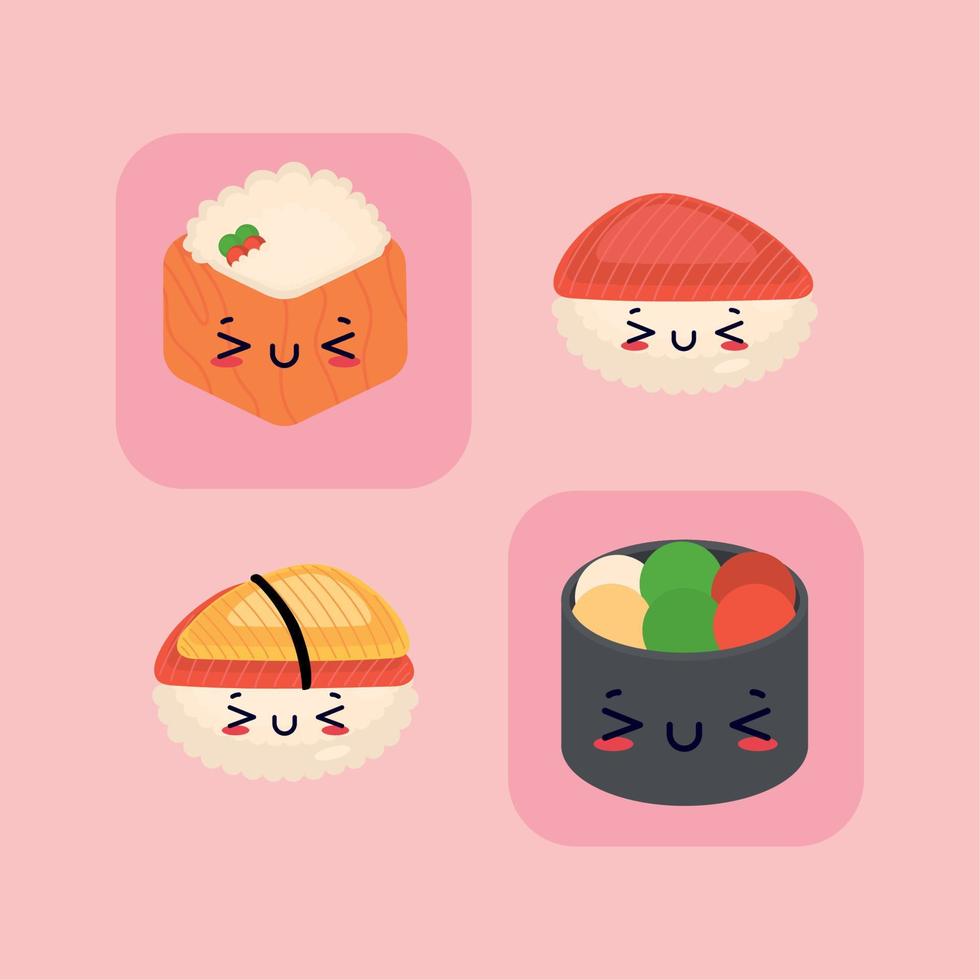 sushi eten kawaii vector