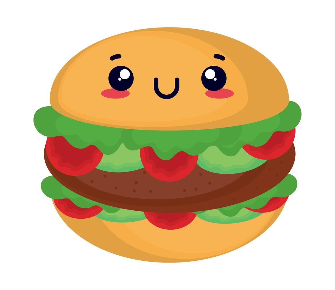 hamburger voedsel kawaii vector