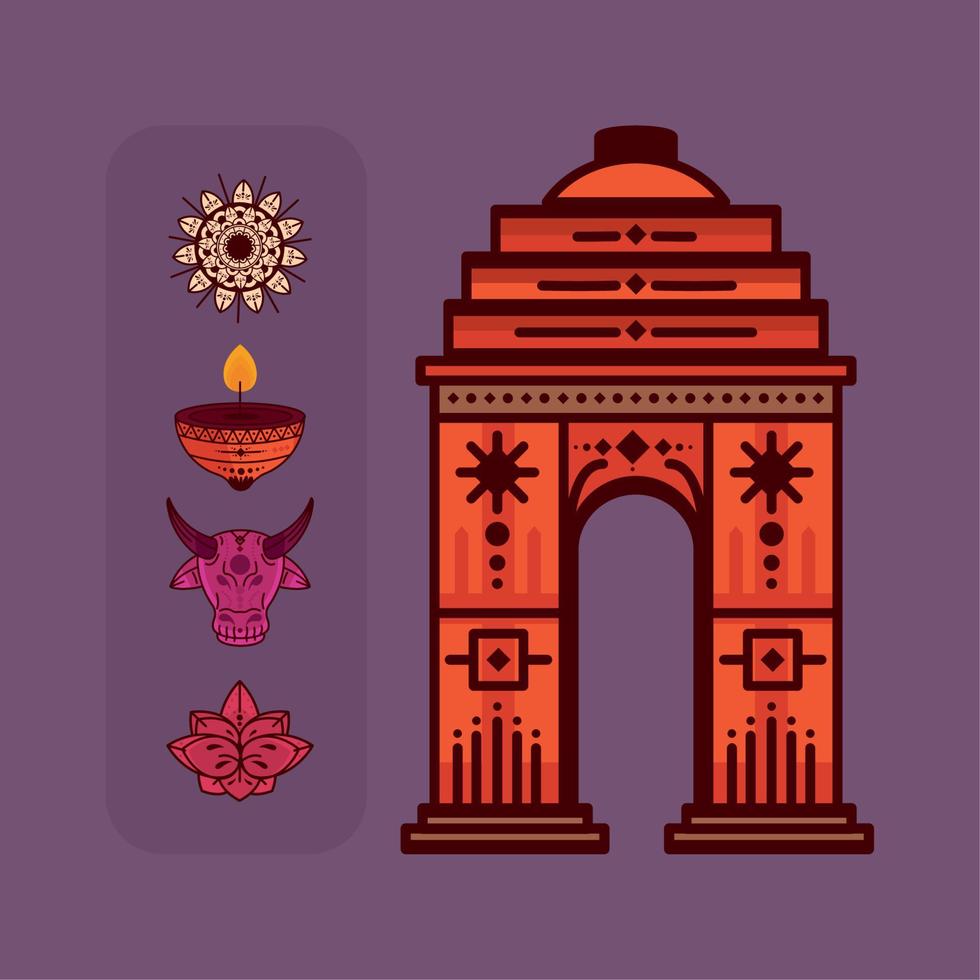 iconen indiase cultuur vector
