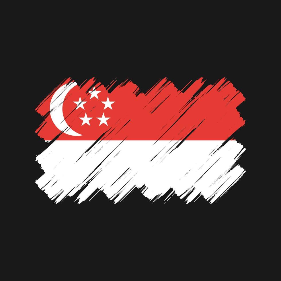 singapore vlag penseelstreken. nationale vlag vector