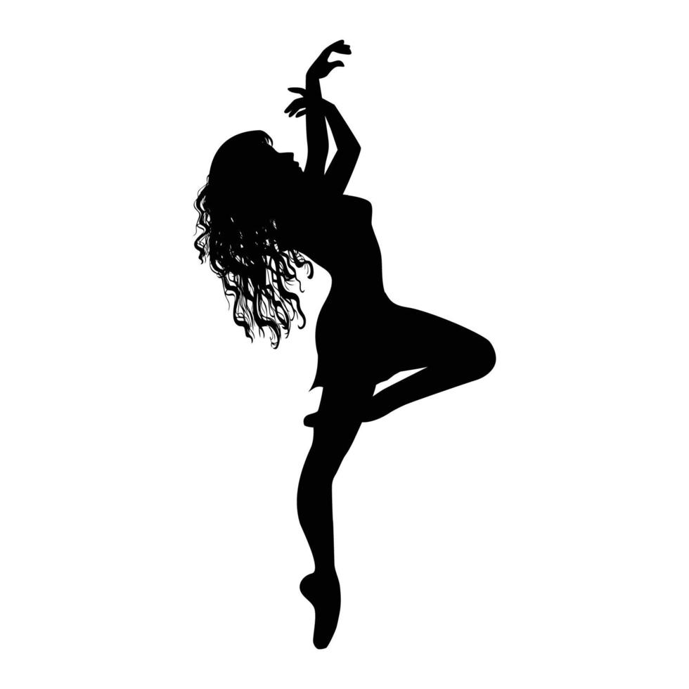 schattig meisje ballerina silhouet grafisch vector