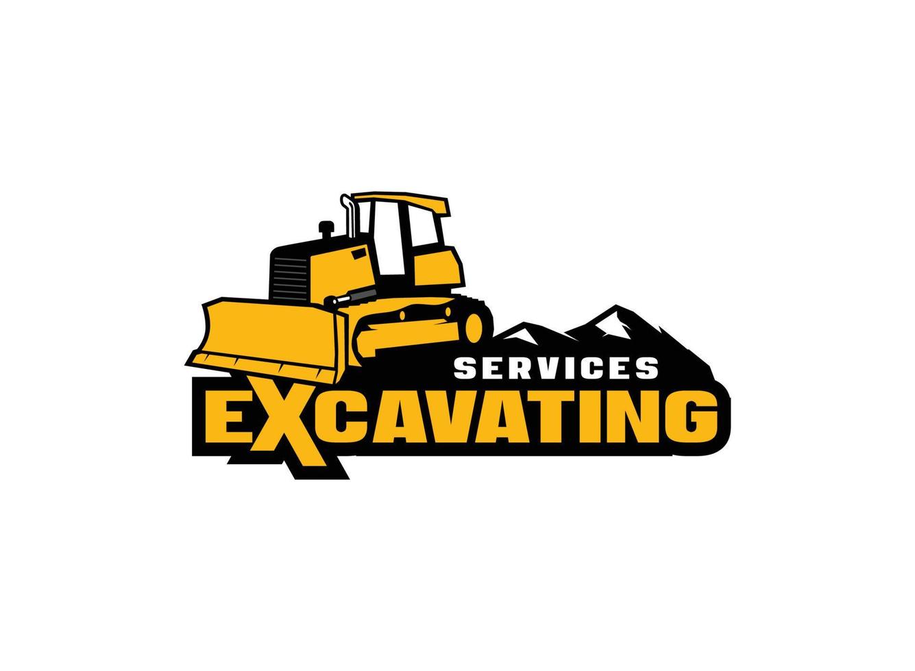 bulldozer logo vector voor bouw bedrijf. zwaar uitrusting sjabloon vector illustratie voor uw merk.