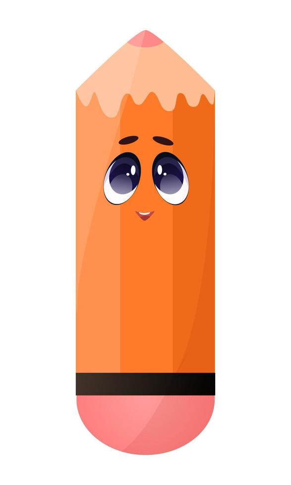 vector tekenfilm illustratie oranje potlood mascotte karakter.