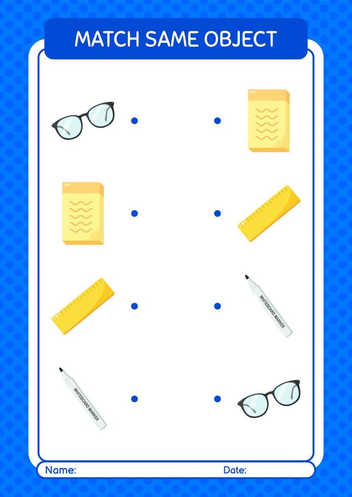 match met hetzelfde object spel zomer icoon. werkblad voor kleuters, activiteitenblad voor kinderen vector