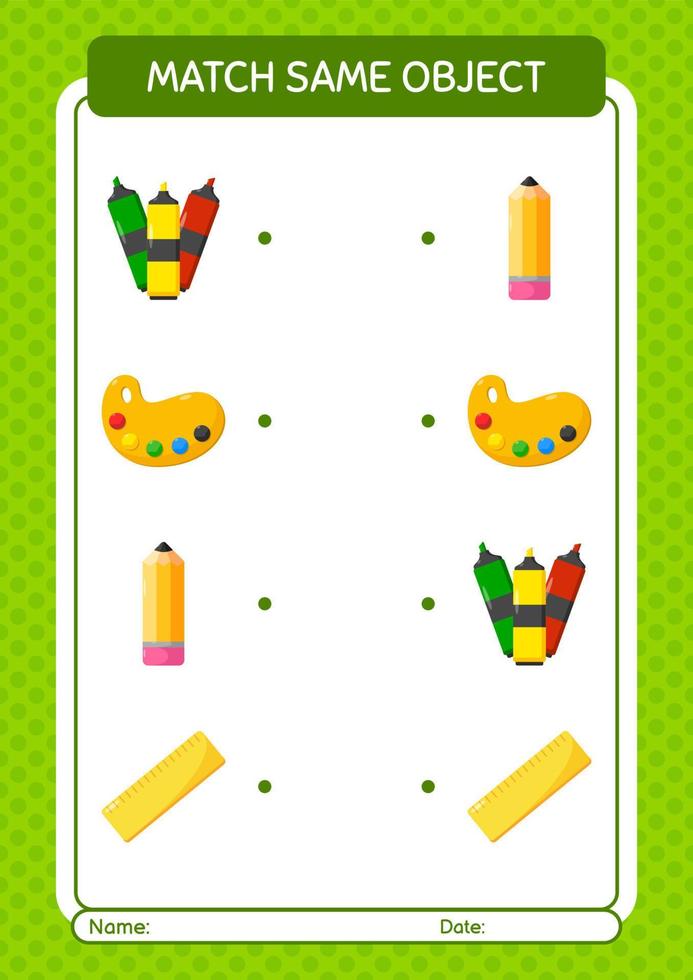 match met hetzelfde object spel zomer icoon. werkblad voor kleuters, activiteitenblad voor kinderen vector